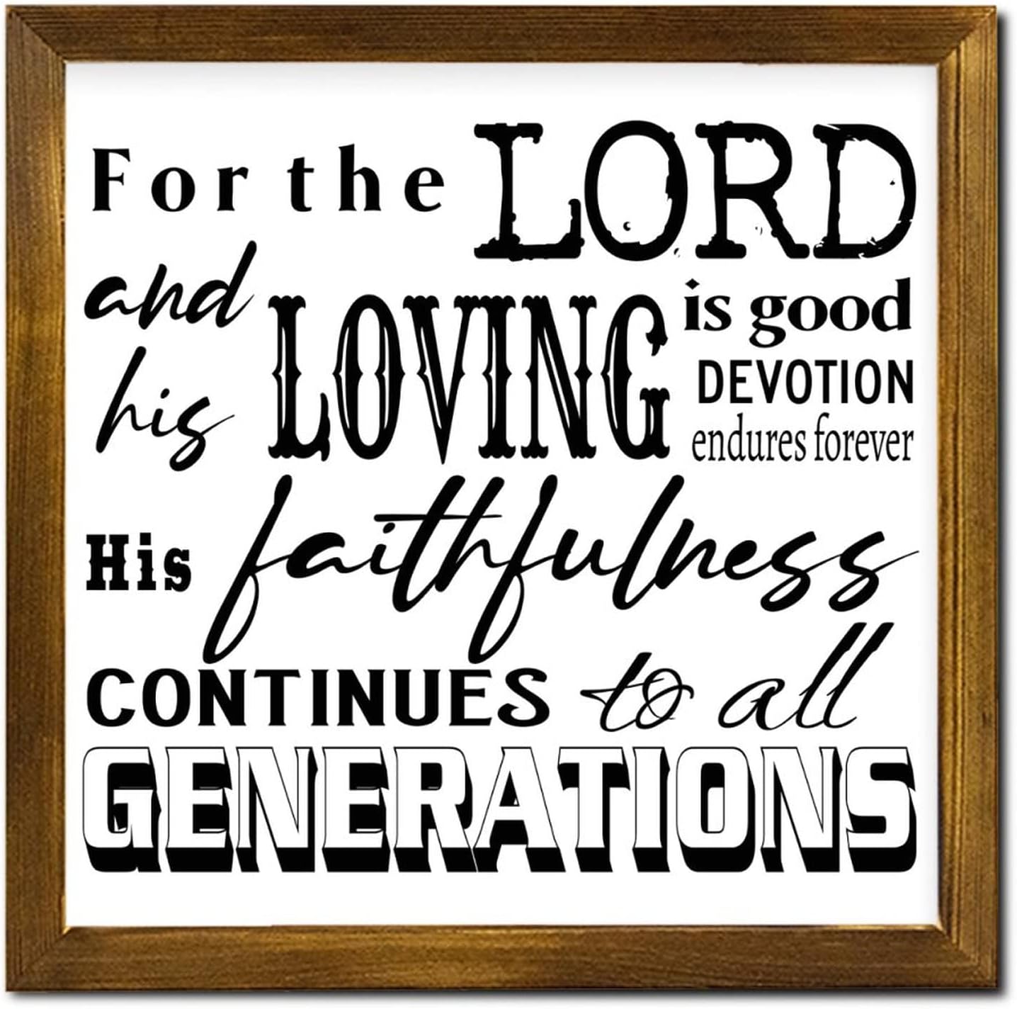 for The Lord is Good Wood Framed Sign Heart Warming Hanging Wood Sign Rustic Wall Art Hanging Farmhouse Decoration Plaque for Home Living Room Office Entryway Housewarming Gift 12x12 Inch
