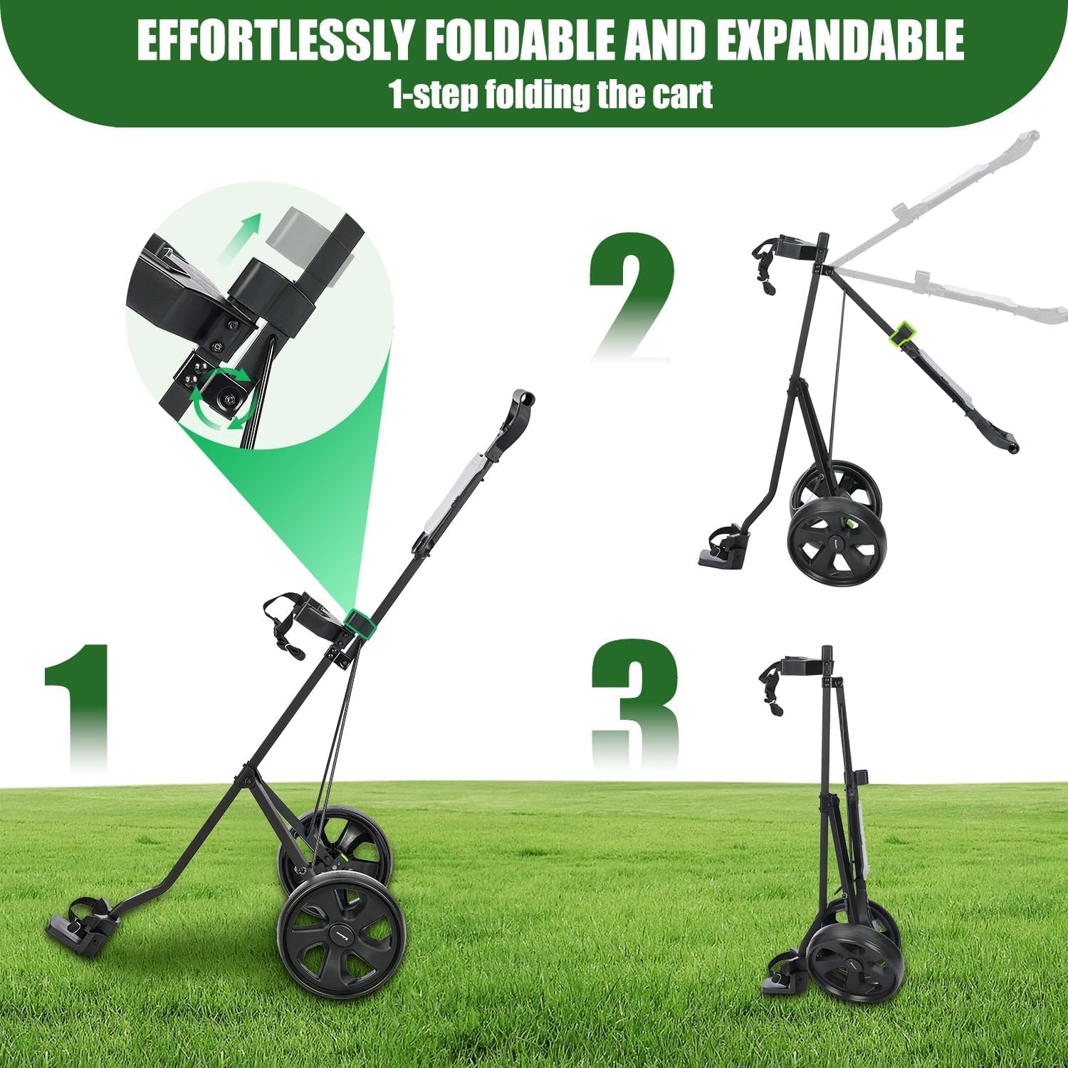 XDriveMax GC01 - Carrito de Golf de 2 Ruedas, Carrito de Golf Plegable para Palos de Golf, Carrito de Golf Ligero y Plegable