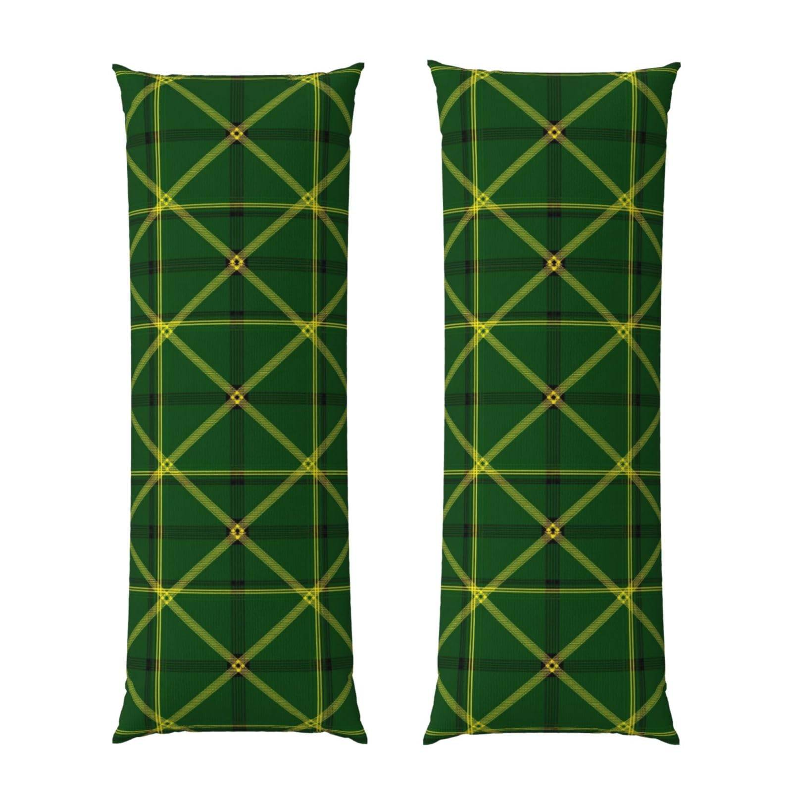 Body Pillow Protector Cover 20x60 Green Scottish Tartan Plaid, Soft Microfiber Pillowcase with Zipper, Wrinkle Shrinkage Resistant, for Bed Couch Sleeping