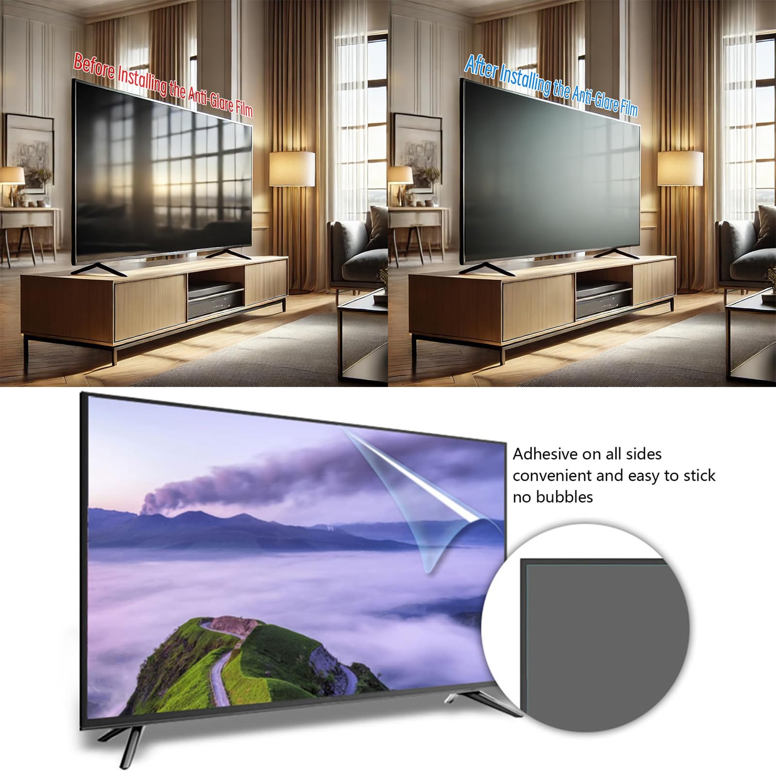 Película Mate antirreflectante para TV de 48 Pulgadas, Filtro de luz Azul saliente, Protector antirayones - Funda de protección de Pantalla HD Clara para LCD, LED, OLED y QLED 4K HDTV,48in