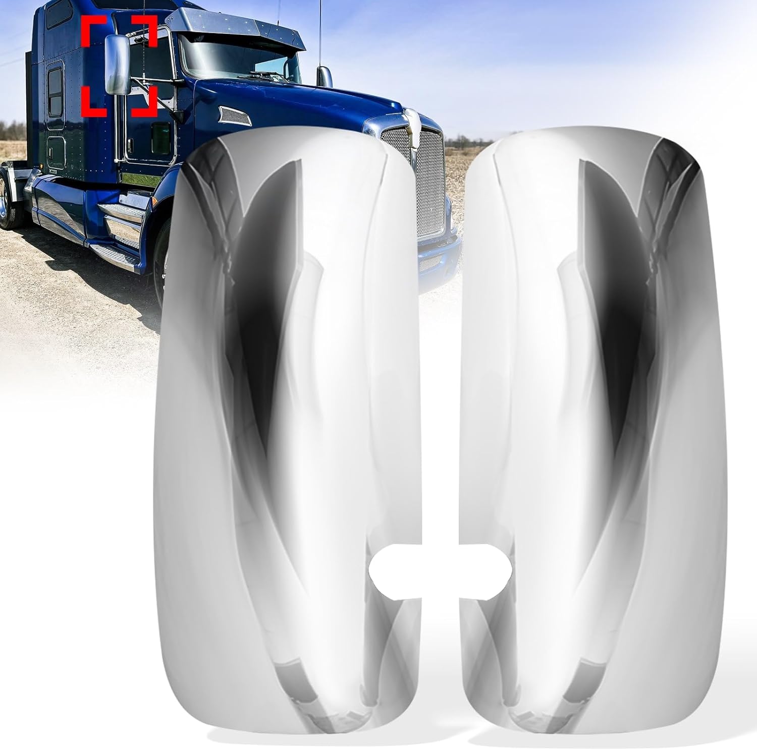 Chrome Door Mirror Covers for Kenworth T660 2008-2017, Side Rear View Mirrors Cover for Kenworth T170 T270 T370 T440 T470 T660 T800 Semi Trucks Accessories Driver Left& Passenger Right Side (A Pair)