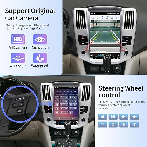 Miniatura 9 de Radio estéreo de coche para Lexus RX RX300 RX330 RX350 RX400H 2004-2008 repuesto Carplay Android Auto 12.1 pulgadas actualización de pantalla estilo