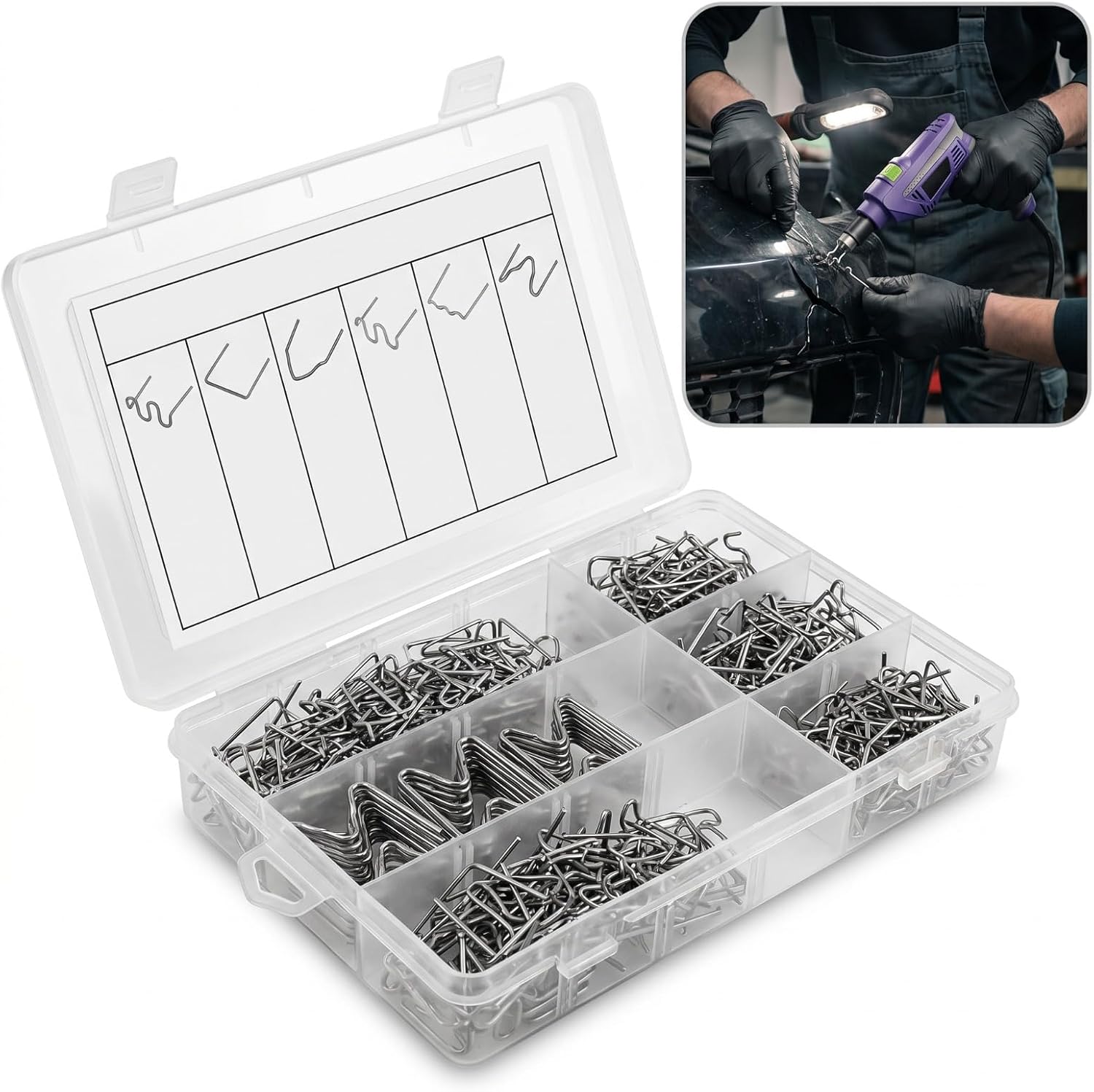 600 PCS Hot Staples Bumper Welding Rods, 0.6mm/0.8mm Bumper Repairing Plastic Welding Kit, Metal Wave Shape Hot Staple Welding Wire for Machine/Car Repair