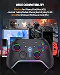 Bcofo Wireless Mobile Game Controller for iOS/iPhone/Android/Cell Phone/Switch/Laptop, Gaming Gamepad with Phone Clip for Gamers, Hall Effect Triggers, Wired PC Control, with RGB LED Lighting