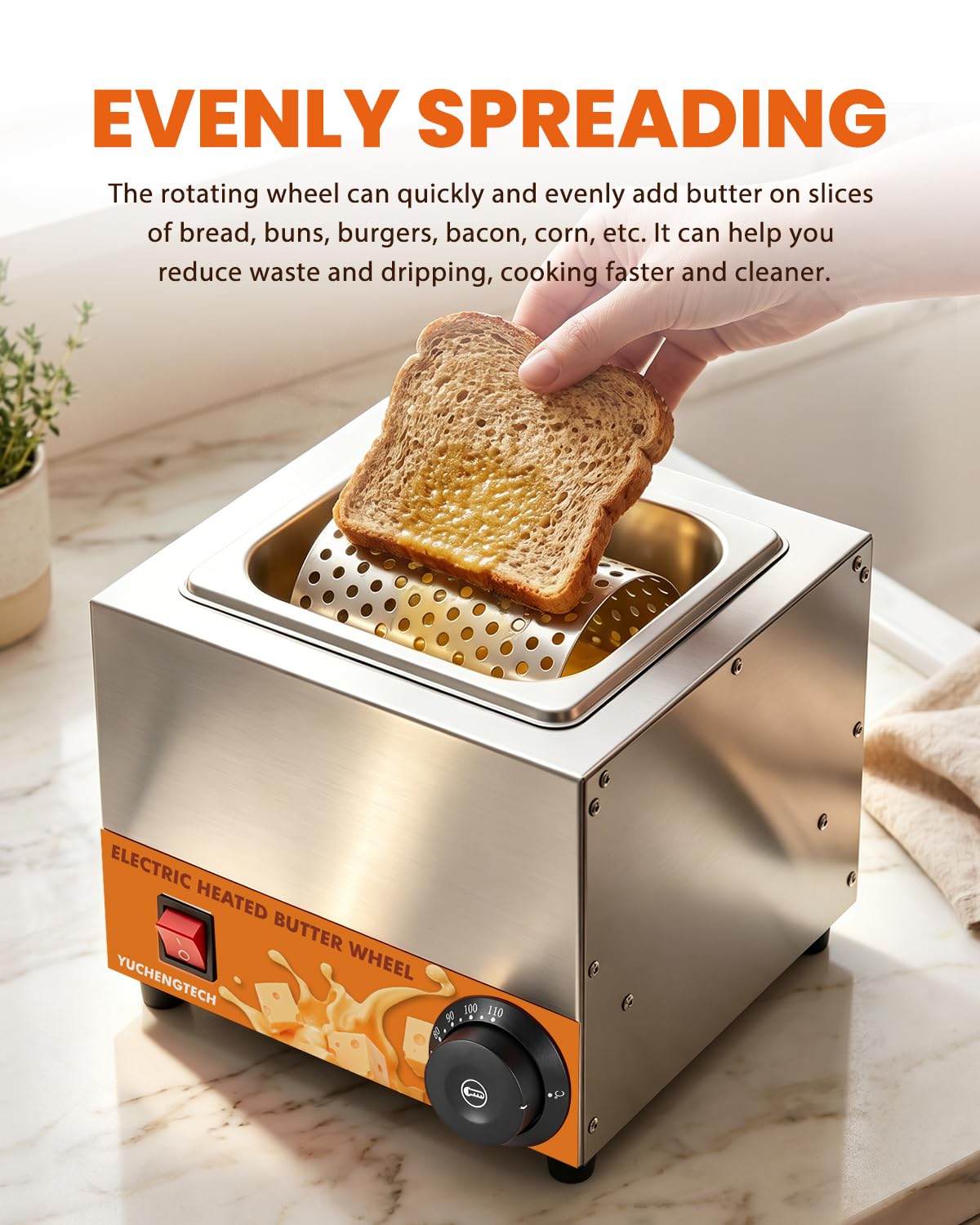 YUCHENGTECH Rouleau à Beurre Électrique 1000ml Réglable de 20 à 110 ℃ | Diffuseur de Beurre en Acier Inoxydable Épandeur de Beurre pour la Maison Restaurant Barbecue Pain