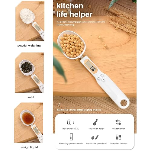 Miniatura 6 de Báscula digital de cuchara para alimentos, precisión de 17.64 oz0.00 oz, recargable por USB, pantalla LCD, báscula de cocina compacta para cocinar y