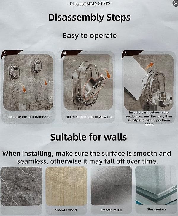 Eeghurt No Drilling Bathroom Suction Storage Box, Large Capacity & Strong Load-Bearing, Glacier Pattern Suction Cup Shower Caddy Hanging Shower Shelf Heavy Duty Shower Organizer (Gray) by Eeghurt - Used condition - Image 9