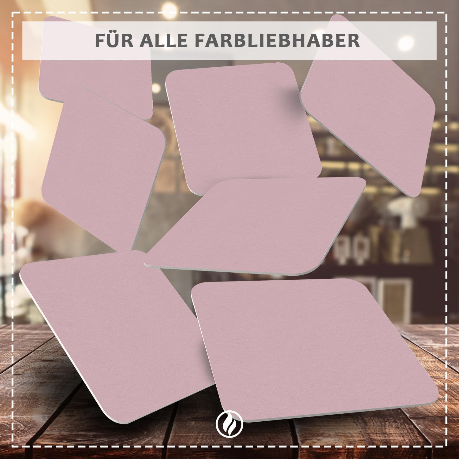 Funke & Brand Untersetzer Set (50 Stück) – Eckige Bierdeckel Aus Holzschliffpappe, Mint-Farben, 9,3x9,3cm