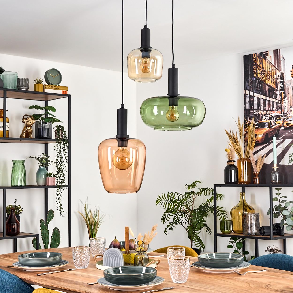 ILONA Suspension Luminaires Lucide Noir, 3 lumières