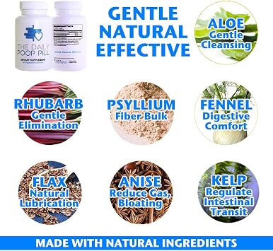The Daily Poop Pill Original Natural Aloe & Herbal Cleanse for Gentle Relief | Supports Healthy Digestion & Regular Bowel Movements | Non-Habit Forming Constipation Support Supplement