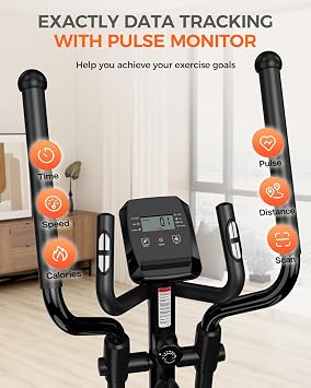 pooboo Elliptical Machine, Elliptical Exercise Machine with16-Level Resistance & Hyper-Quiet Magnetic Driving System, Elliptical Machine for Home with LCD Monitor&15.5IN Stride, 400LBS Weight Capacity