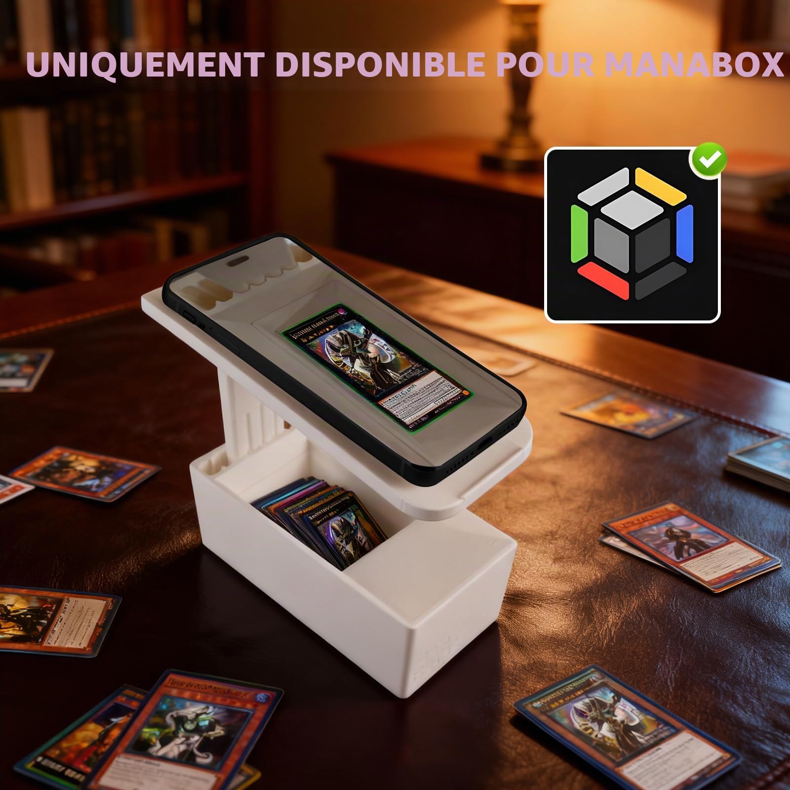 ScanBox pour MTG, TCG Deckbox avec support de téléphone réglable compatible avec ManaBox, convient pour la collection de cartes