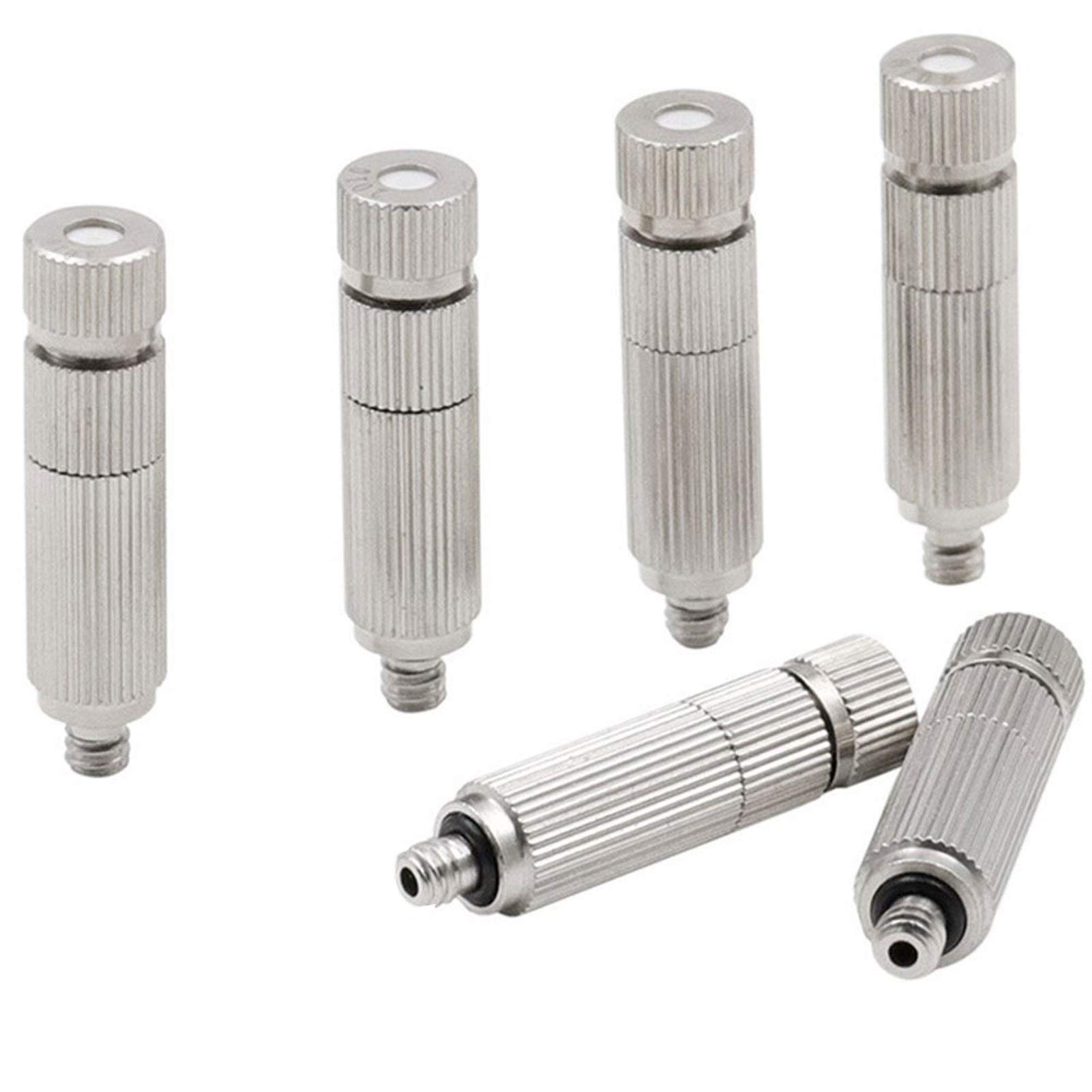 50 Pcs Kit de Boquillas de Nebulización Boquillas de Niebla de Latón Alta Presión Rosca de 3/16" para Sistema de Nebulización Sistema de Enfriamiento Al Aire Libre Nebulizer del Agua del Jardín