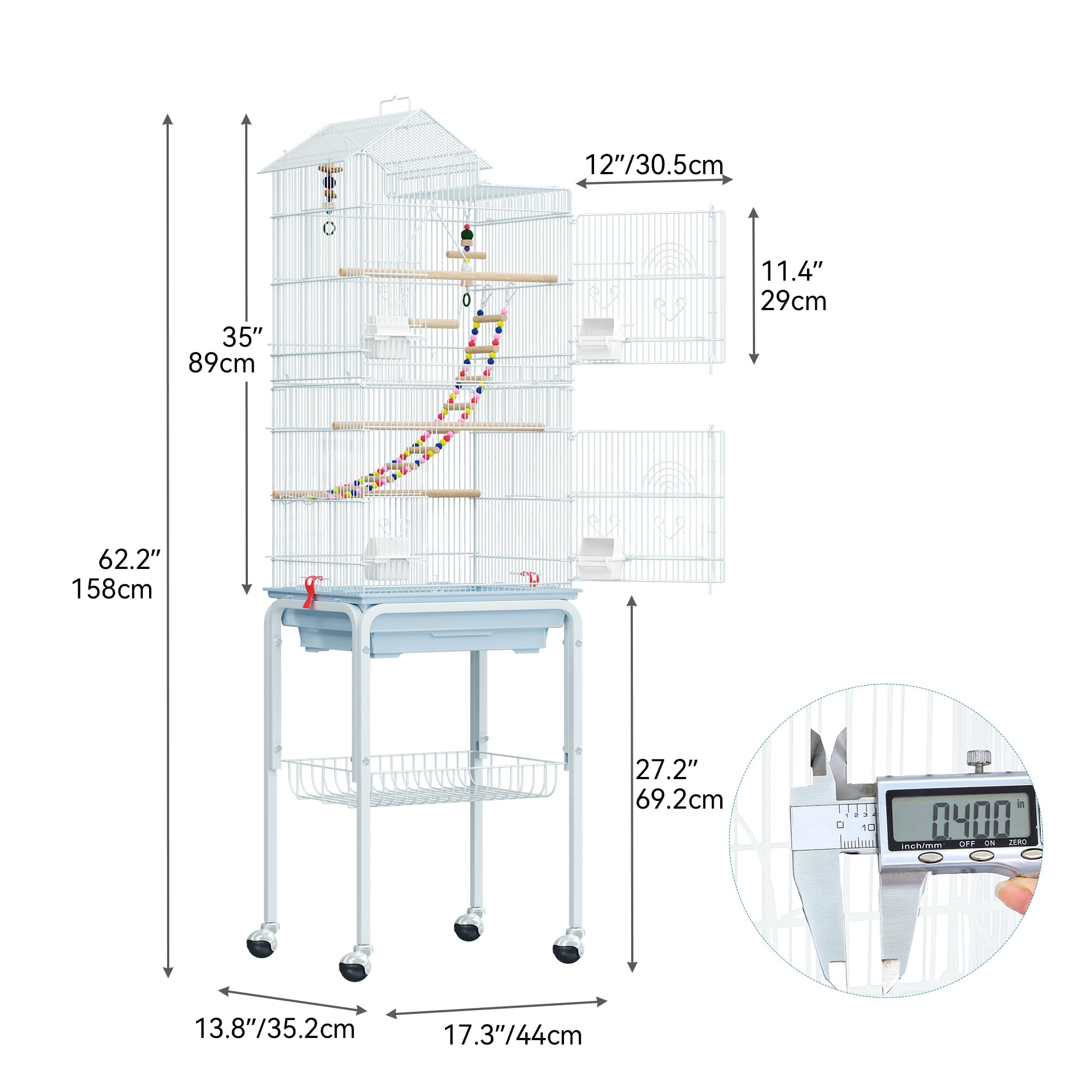 Snapklik.com : YITAHOME 62 Inch Roof Flight Bird Cage, Large Metal ... - Large Flight Cage For Macaws With Transparent Roof