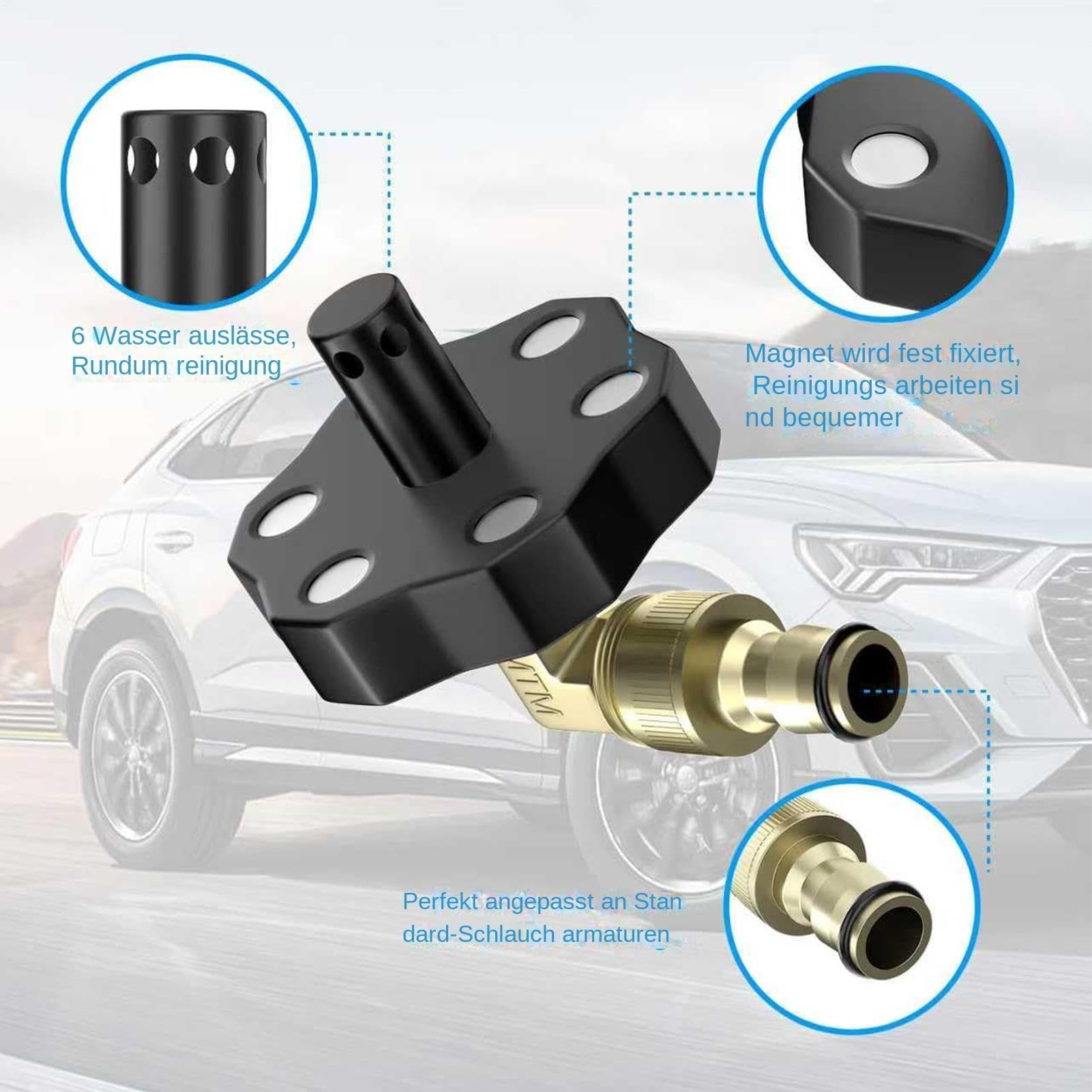 Chassis Flusher - Nettoyeur magnétique de dessous de caisse pour voitures - Kit de lavage de voiture et châssis - Berline, SUV, camping-car, atelier, garage, maison, raccord haute pression, acier