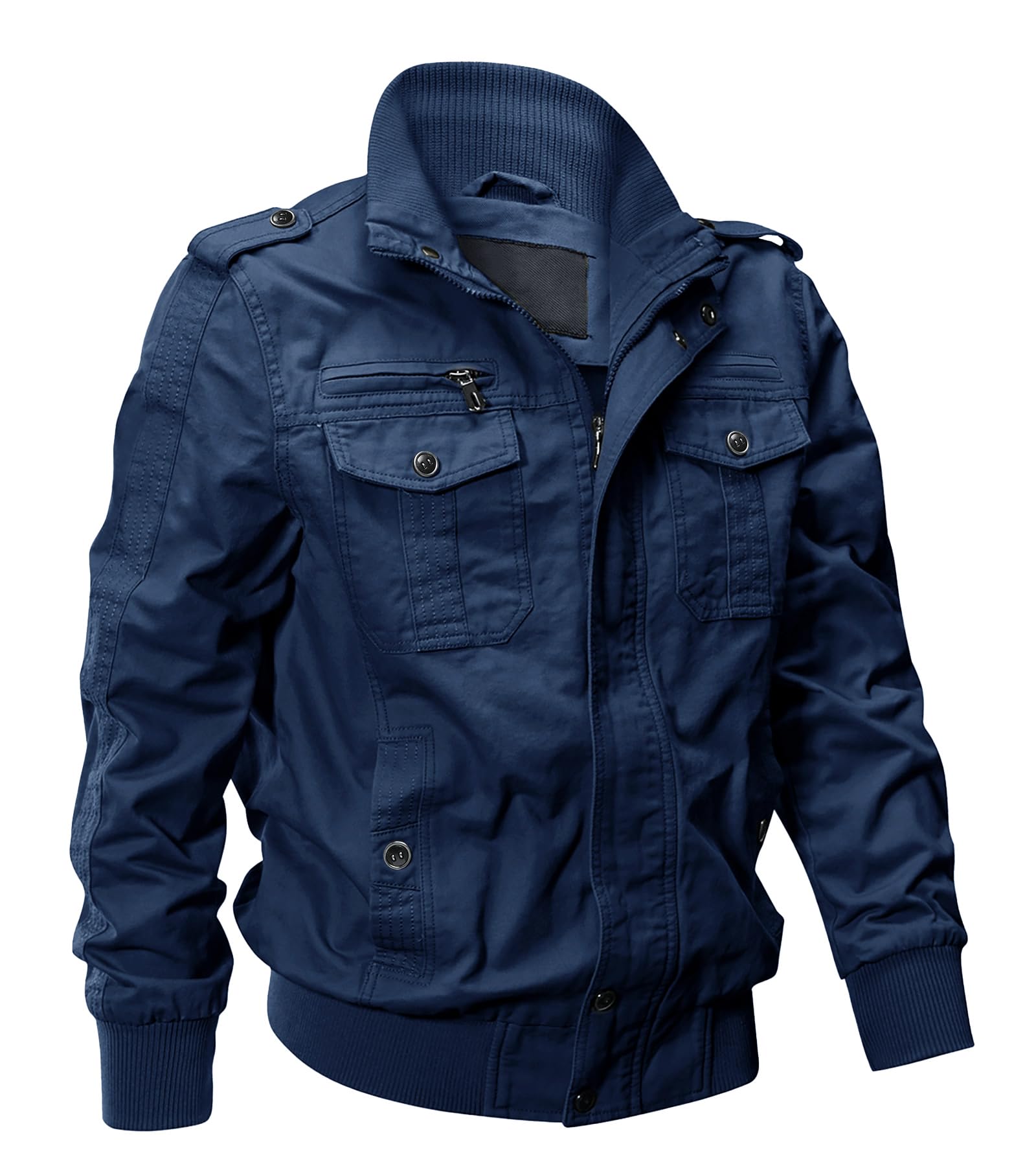EKLENTSON Men's Military Flight Jackets Cotton Multi Pocket Workwear