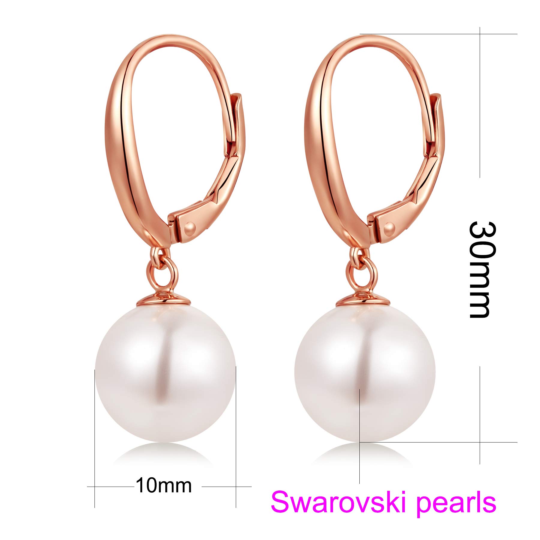 Orecchini Perle, Orecchini Perle Pendenti Argento Sterling 925 Placcato Oro Bianco 18 Carati, Anallergici Orecchini Perle Nere/Orecchini Perle Bianco 8mm-13mm Gioielleria Raffinata Donna