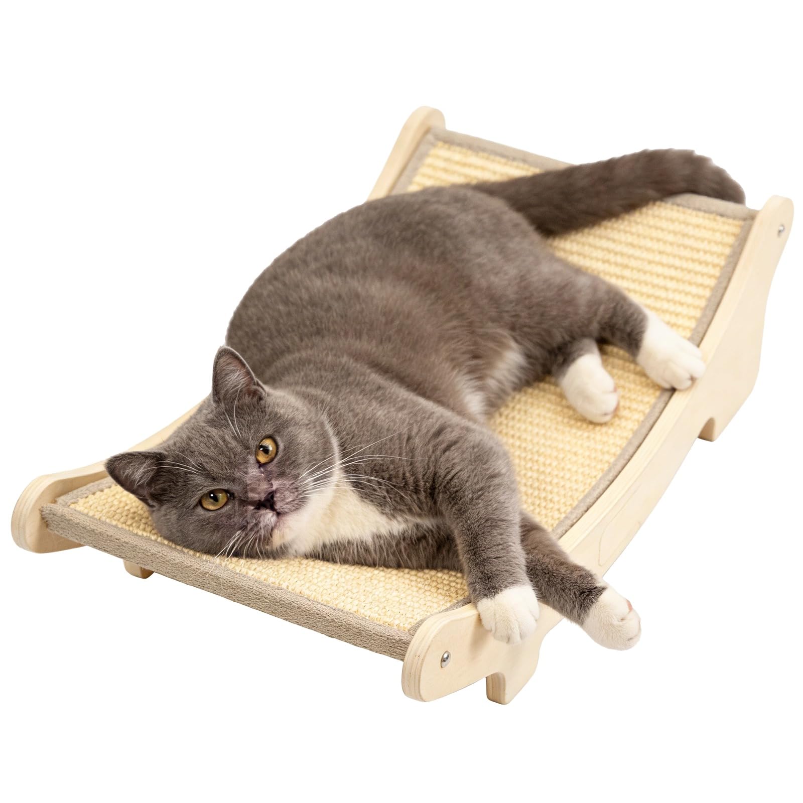 Generisch Tiragraffi per gatti, tappetino tiragraffi curvo in sisal, a doppia funzione, per gatti grandi, 50 x 33 x 17 cm, stabile protezione per mobili in legno massiccio