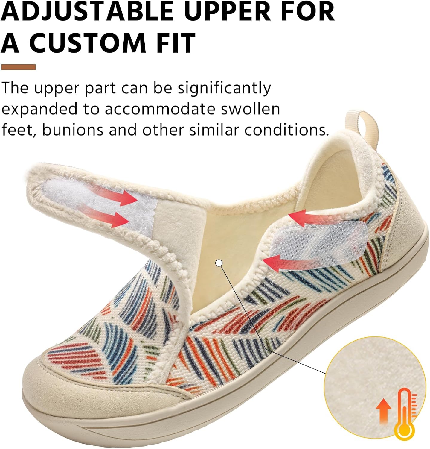 Comfortable Wide Diabetic Shoes for Women Mes,Barefoot House Shoes Slippers for Women Indoor Outdoor,Adjustable Zero Drop Edema Shoe for Neuropathy, Breathable Nursing Shoe Wide Width Casual Sneakers - Image 4