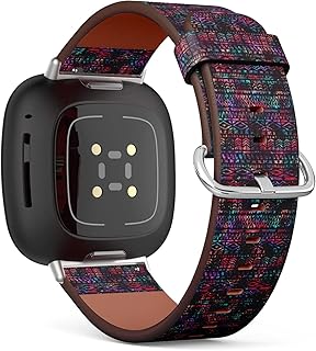CJBROES Replacement Leather Watch Band, Compatible with Fitbit Versa 3 and Fitbit Sense of Wristband Bracelet Accessory - Ethnic Style Tribal Boho