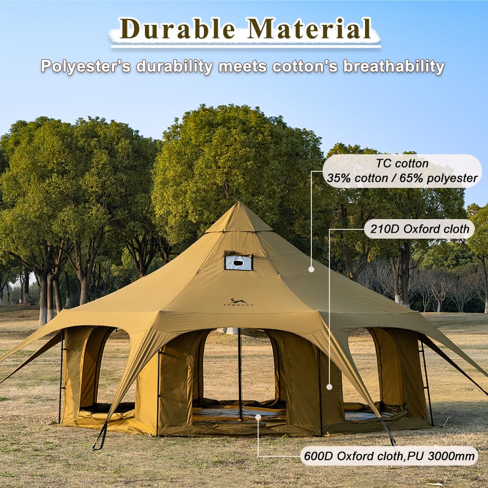 Amazon.com : TOMOUNT Canvas Bell Tent for Camping Wall Tent