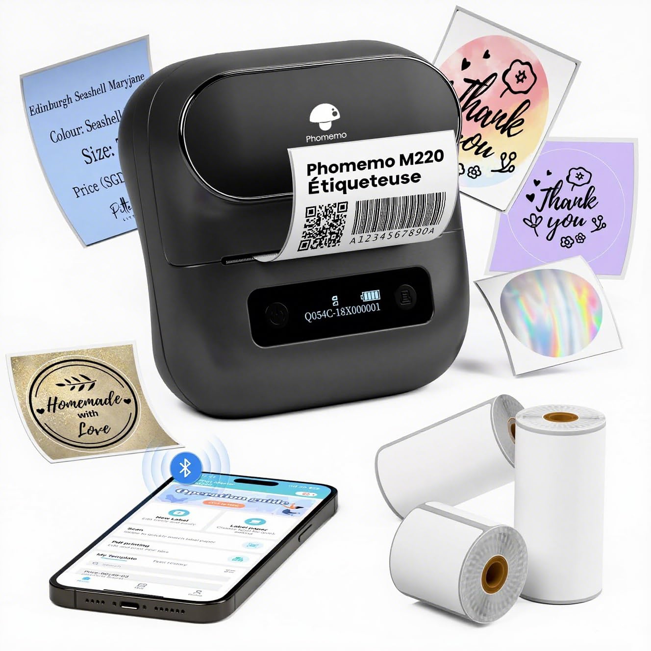 Imprimante etiquette autocollante Bluetooth Phomemo M220 compatible smartphone Android iOS - 7