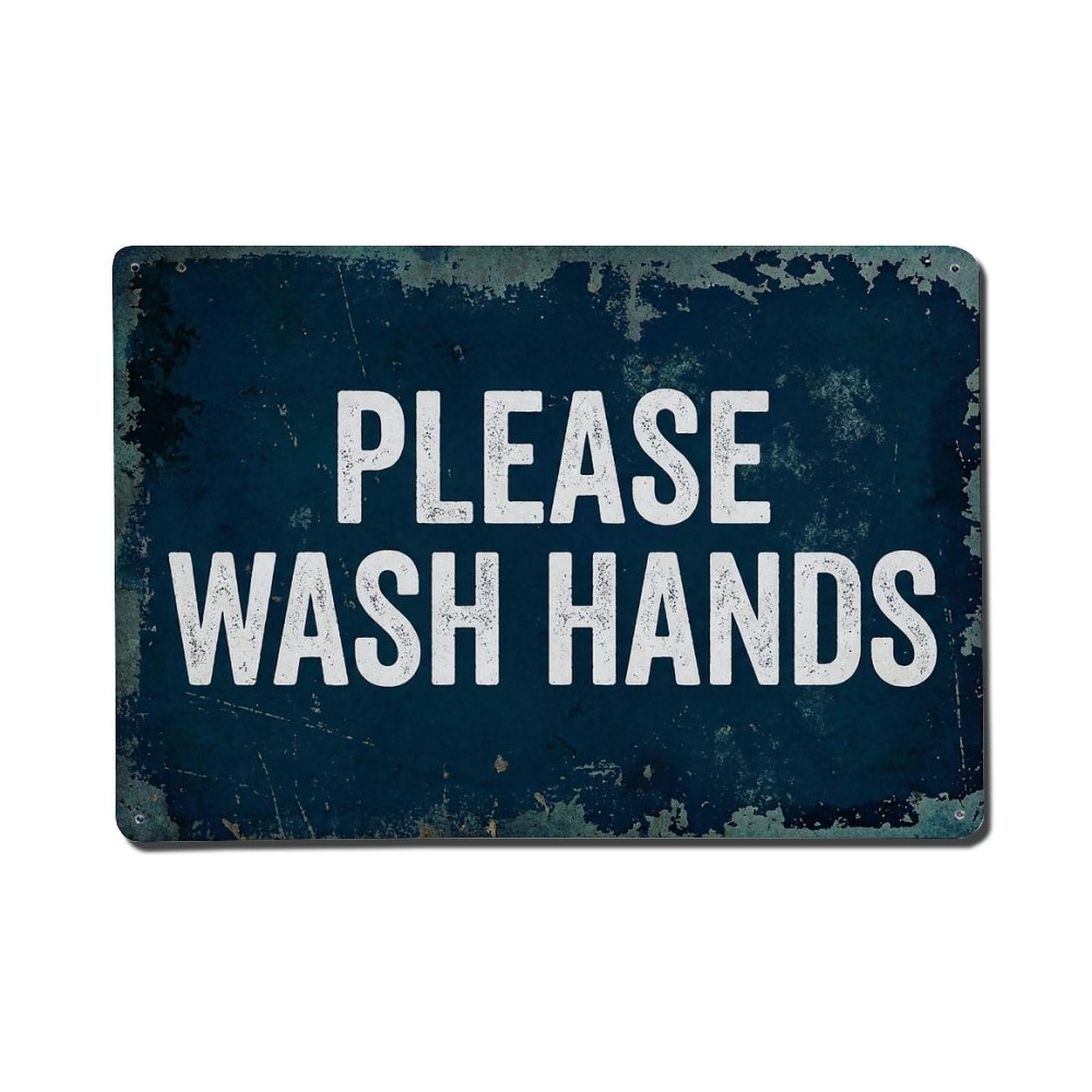 Vintage Please Wash Hands Metal Tin Sign Plaque Wall Decor for Cafe, Club Bar, Office, Garden Metal Poster 8x12Inch