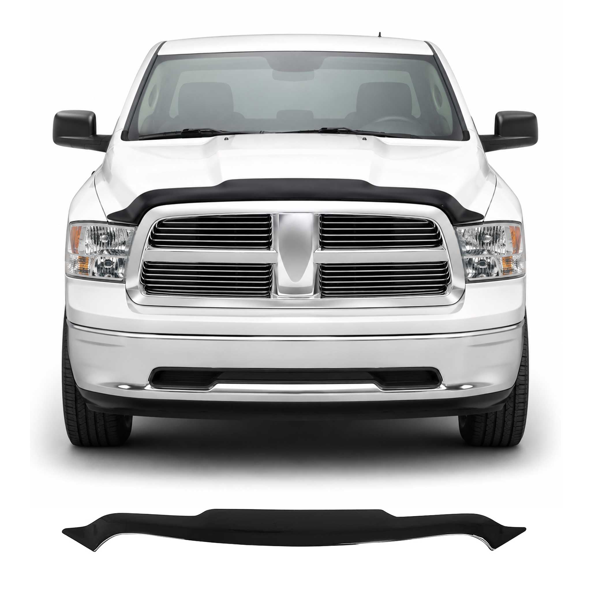 OMAC Motorhaube Deflektor Insektenschutz kompatibel mit Dodge RAM 1500 2009-2018 Dunkel