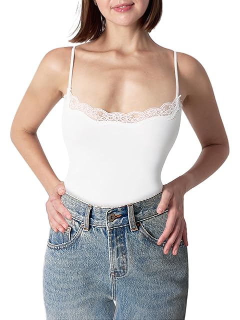 Foxiny Sexy Square Neck Corset Floral Lace Bodysuit Sleeveless Tank Top One Piece