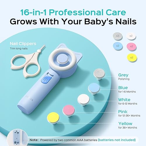 Miniatura 6 de COSLUS Cortador de uñas eléctrico para bebé lima de uñas suave para bebé con diseño silencioso y luz de 360, seguro para el recorte de sueño, kit de