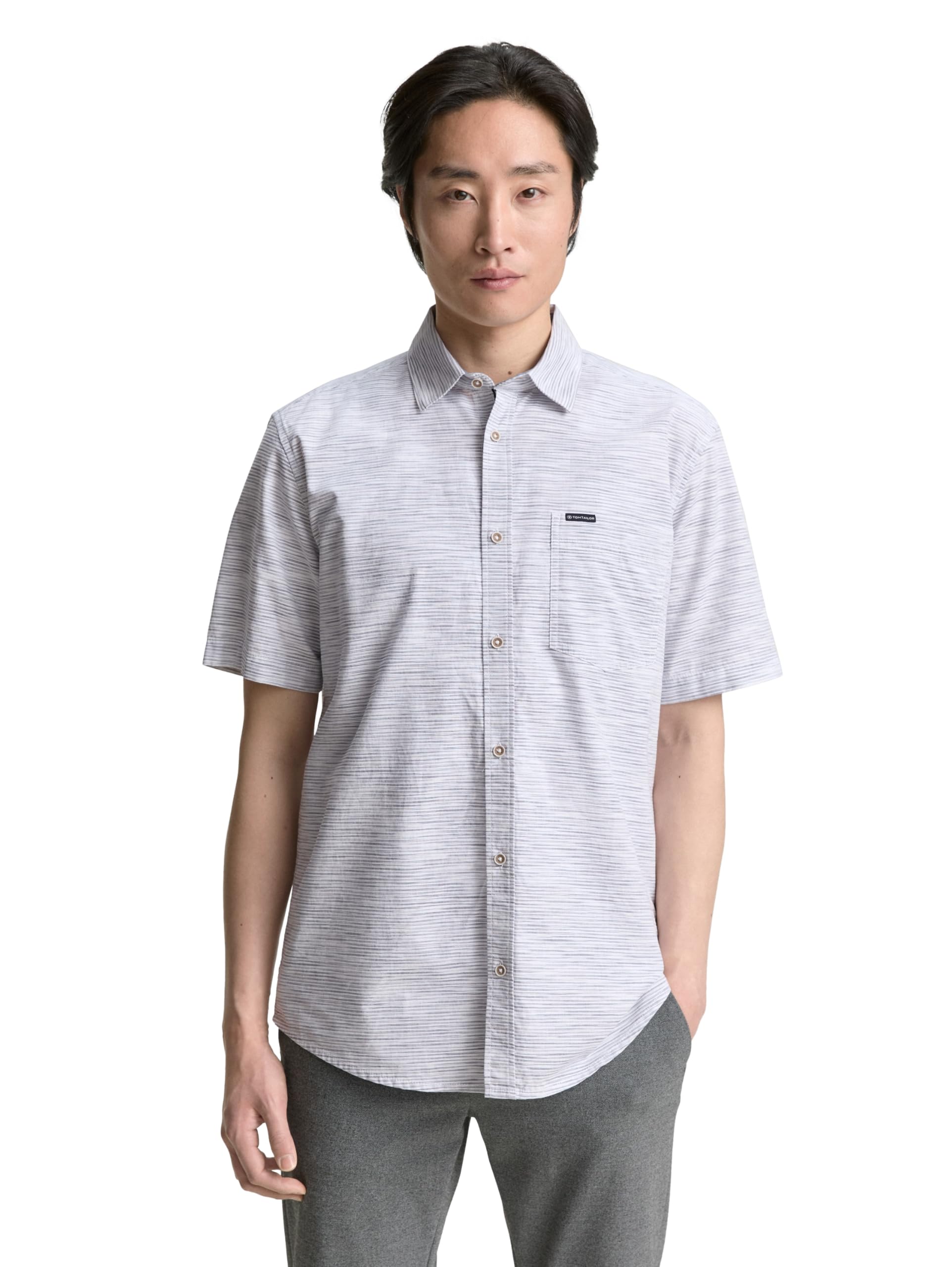 TOM TAILOR Herren Kurzarmhemd mit Brusttasche