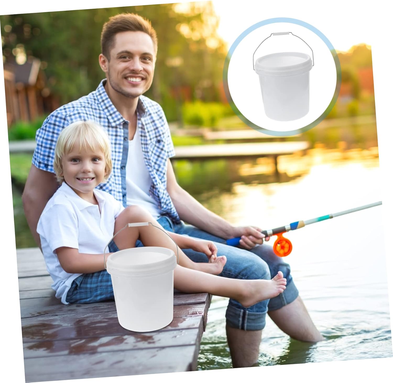 Didiseaon Plastic Bucket Round Water Container Handle Beach Bucket for Home Multipurpose Sealed