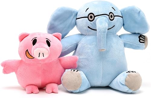 Rhymad Par de juguetes de peluche de elefante y cerdito, animal de peluche suave Mo Willems, elefante y cerdo, juguetes para niños, decoración del