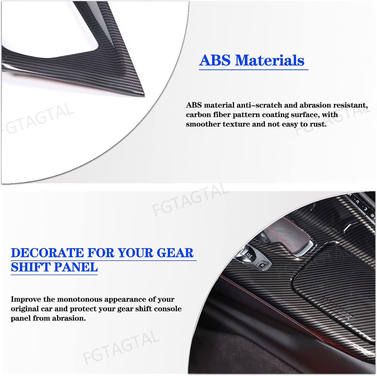 Central Control Gear Shift Panel Trim Cover Compatible with Chevrolet Corvette C8 2020-2025, ABS Gear Shifter Console Anti-Scratch Panel Frame Protection Accessories 3Pcs (Carbon Fiber Pattern)