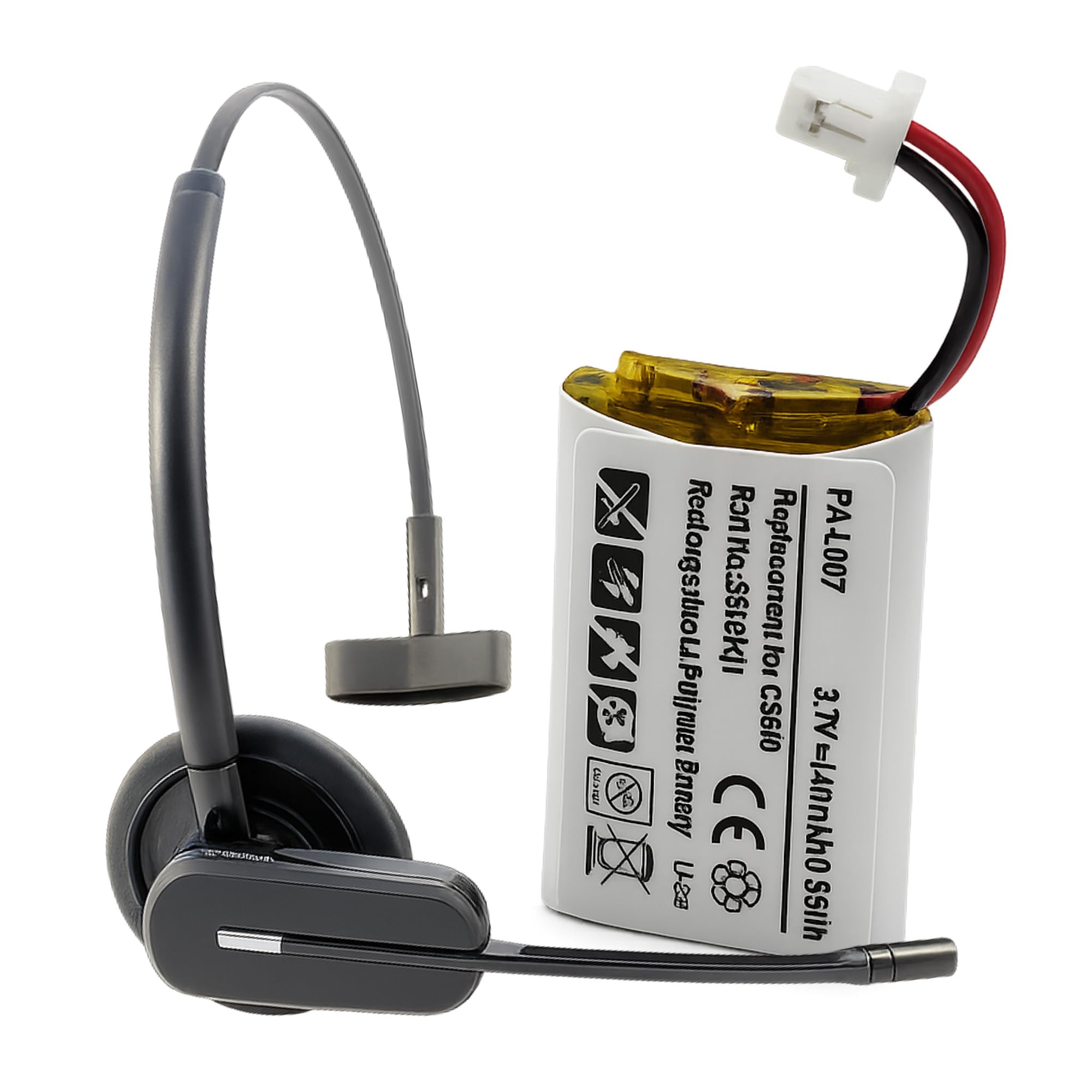 Replacement Battery for Plantronics CS540 C054 Wireless Headset Headphones Repair for 86180-01, PL-86180-01 & 84479-01, Rechargeable Li-Polymer Battery, LI-POL, 140mA