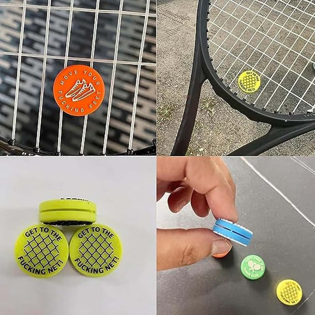 4 Pcs Colorful Spicy/Aggressive Reminder to Keep You On Your Tennis Game, Tennis Vibration Dampener, Tennis Racket Dampener, The Best Tennis Gift for Every Player and Team Tennis Vibration Dampeners