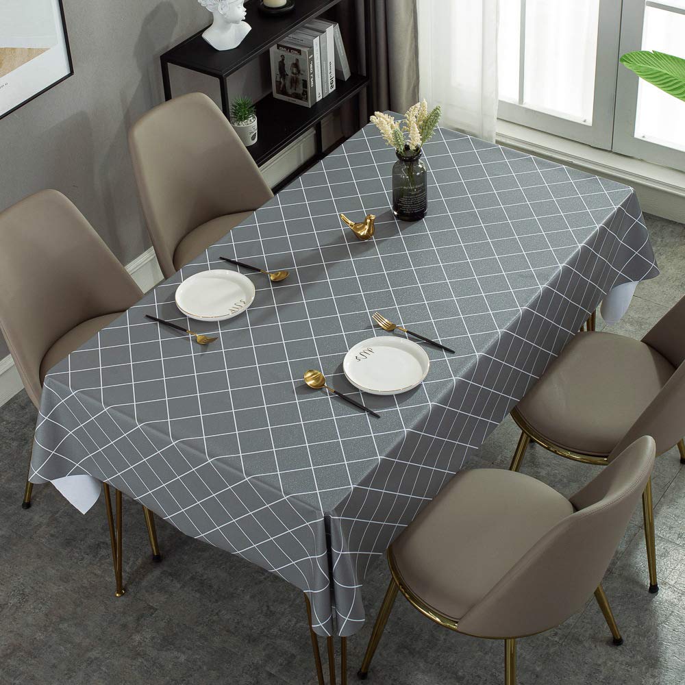JUNJUN Rectangle Vinyl Table Cloth,PVC Tablecloth,Oil Proof Waterproof Stain Resistant Proof tablecloth, Wipeable Table Cover for Outdoor and Indoor Use gray 16x24 inch 40x60cm