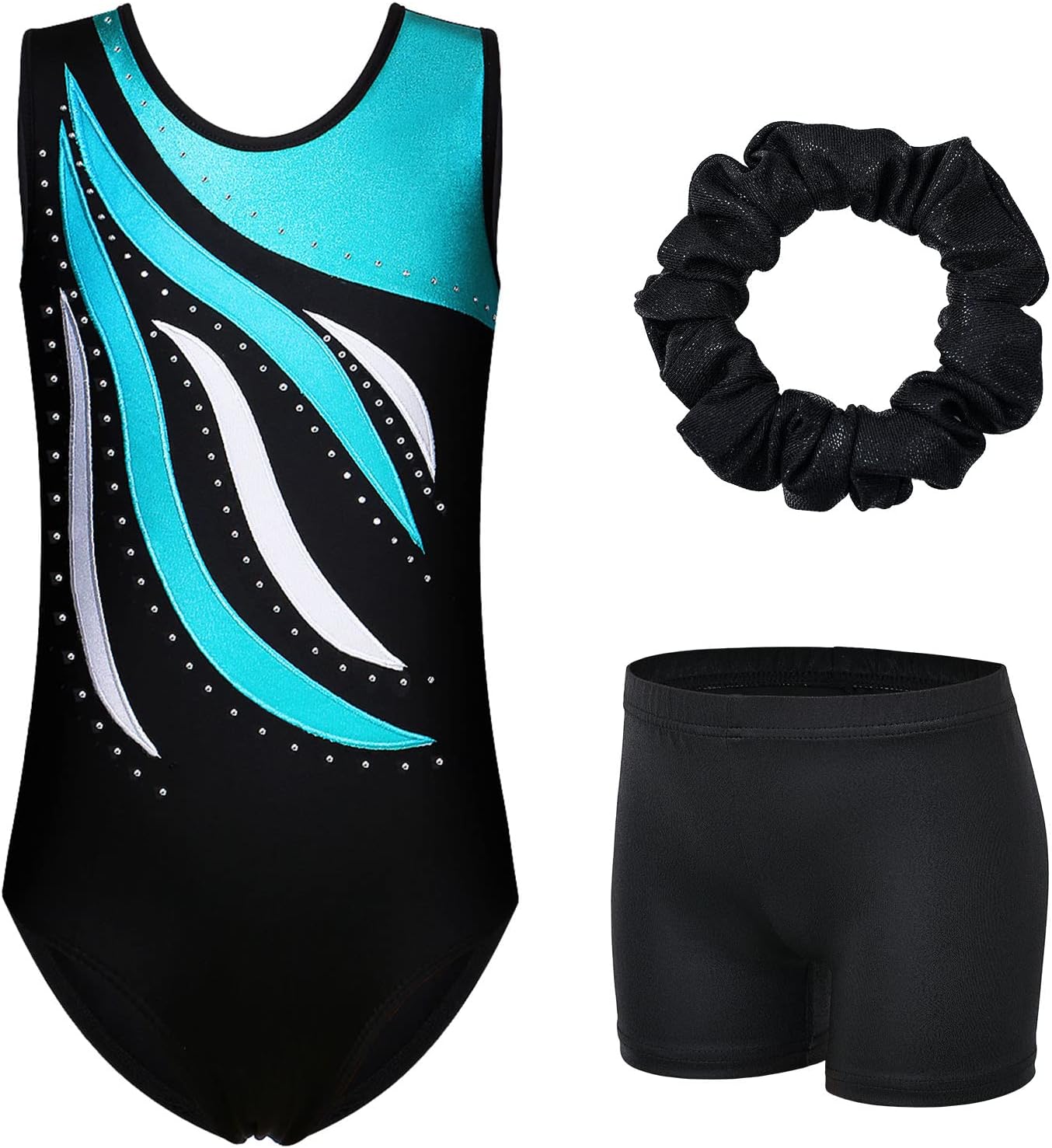 BAOHULU Leotards for Girls Gymnastics Embroidery Glitter Tumbling Dance Shorts Bottom