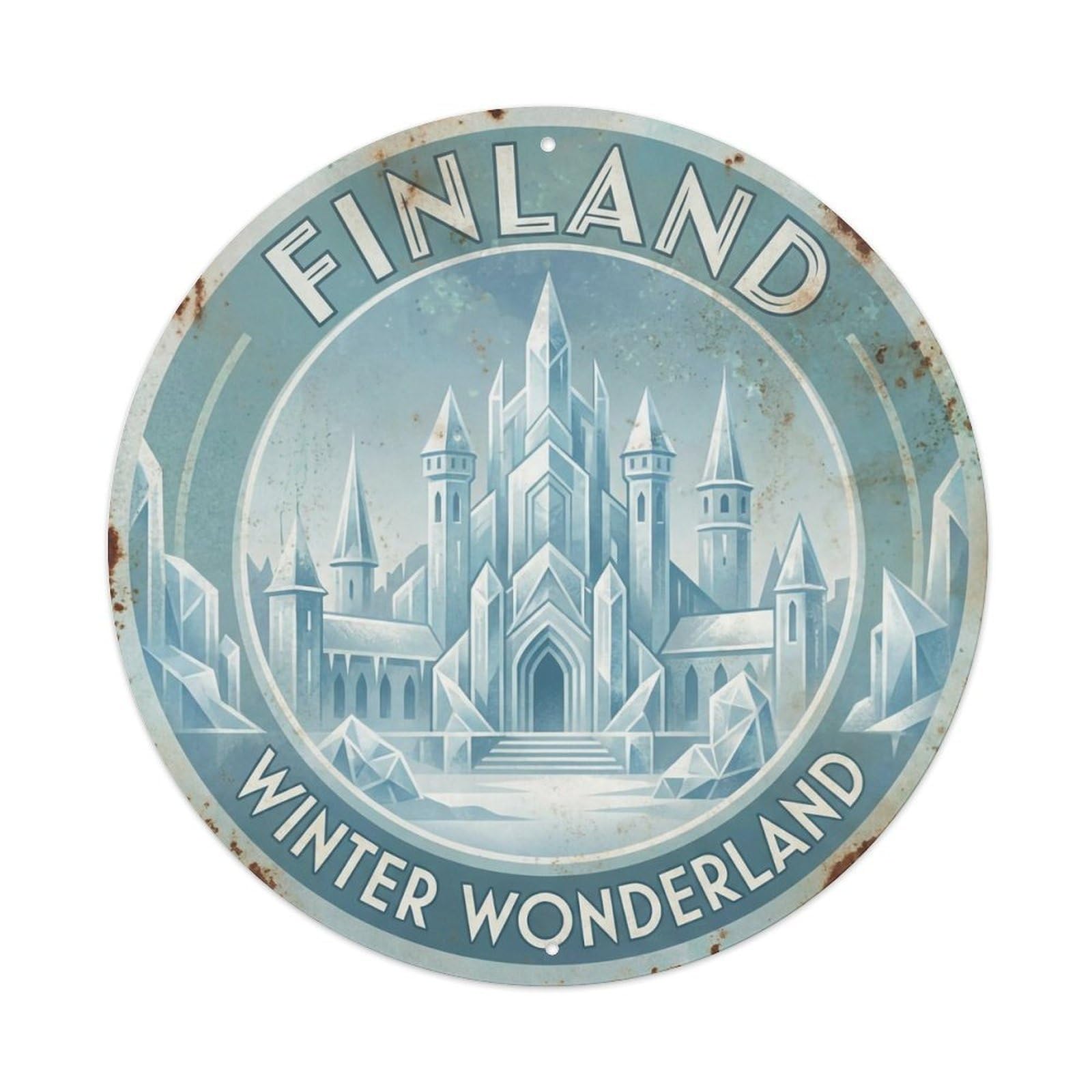 Vintage Travel Finland Spectacular Metal Tin Sign