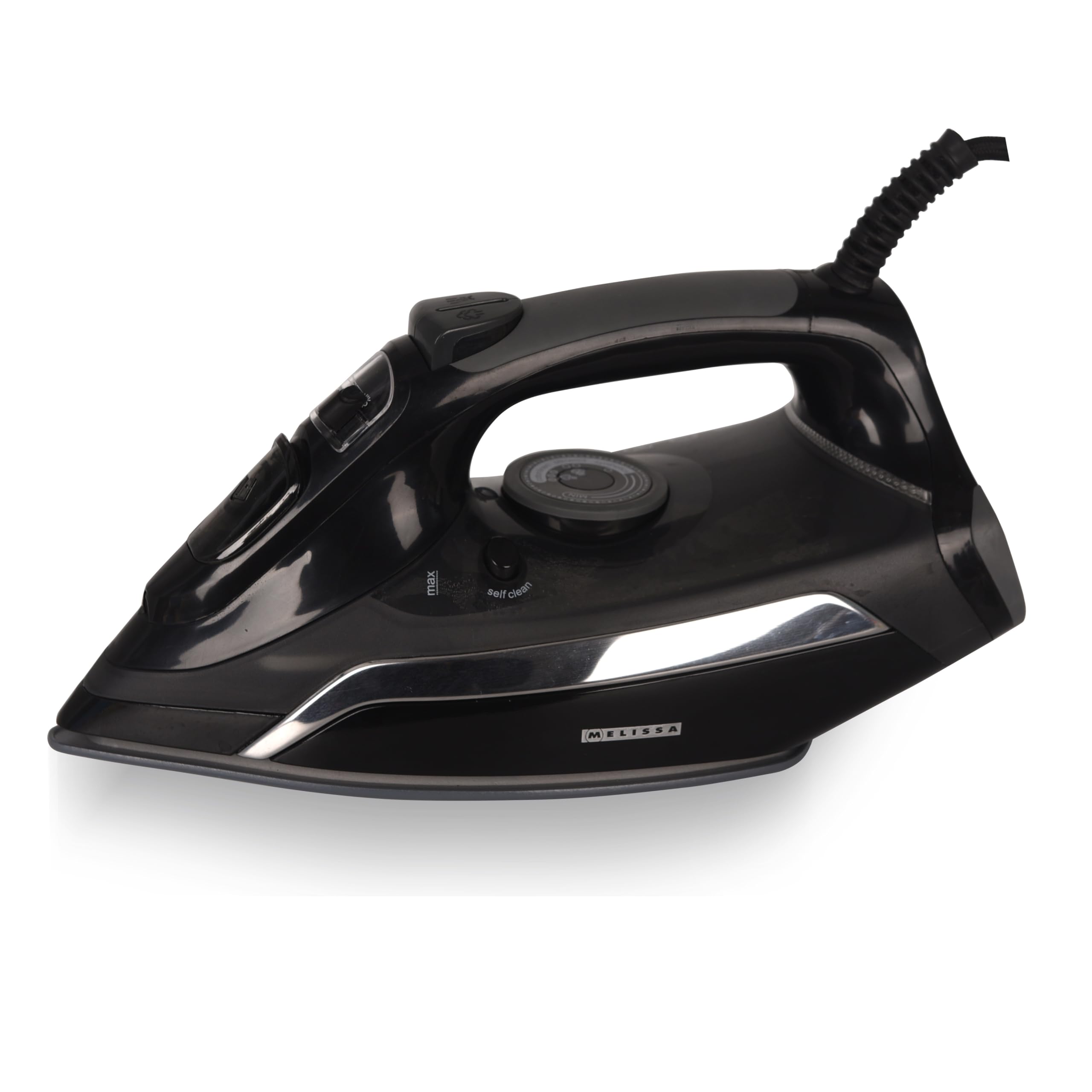 Melissa 16390057 Plancha de vapor 2500 W – Suela de cerámica, vapor variable 20 – 30 g/min, función de secado, vapor, pulverización y vapor, autolimpieza, depósito de agua de 350 ml, incluye vaso