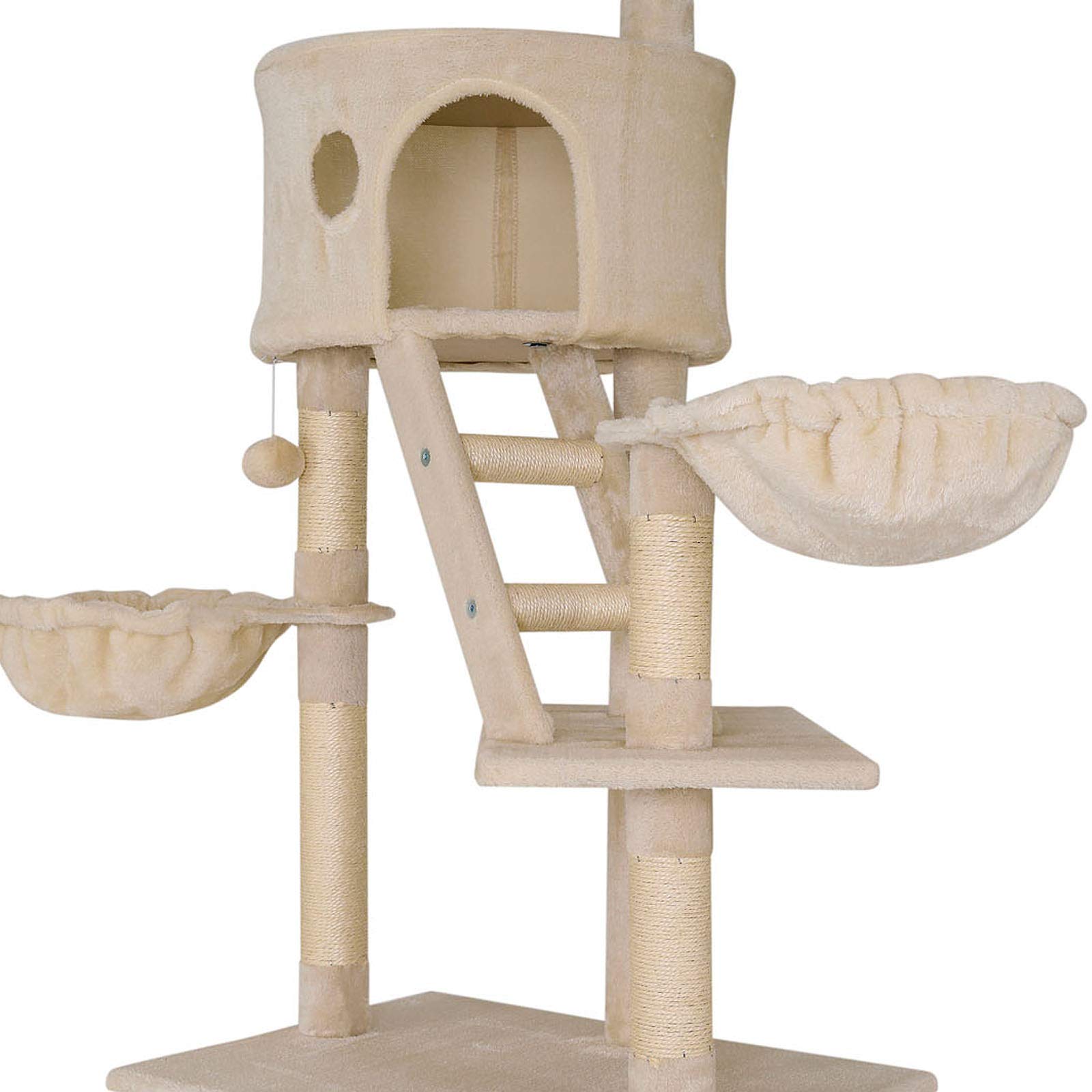 lionto Tiragraffi per Gatto XXL Albero Tiragraffi Gatto Gioco Giocattolo Gatti Altezza Regolabile 230-250 cm, Beige