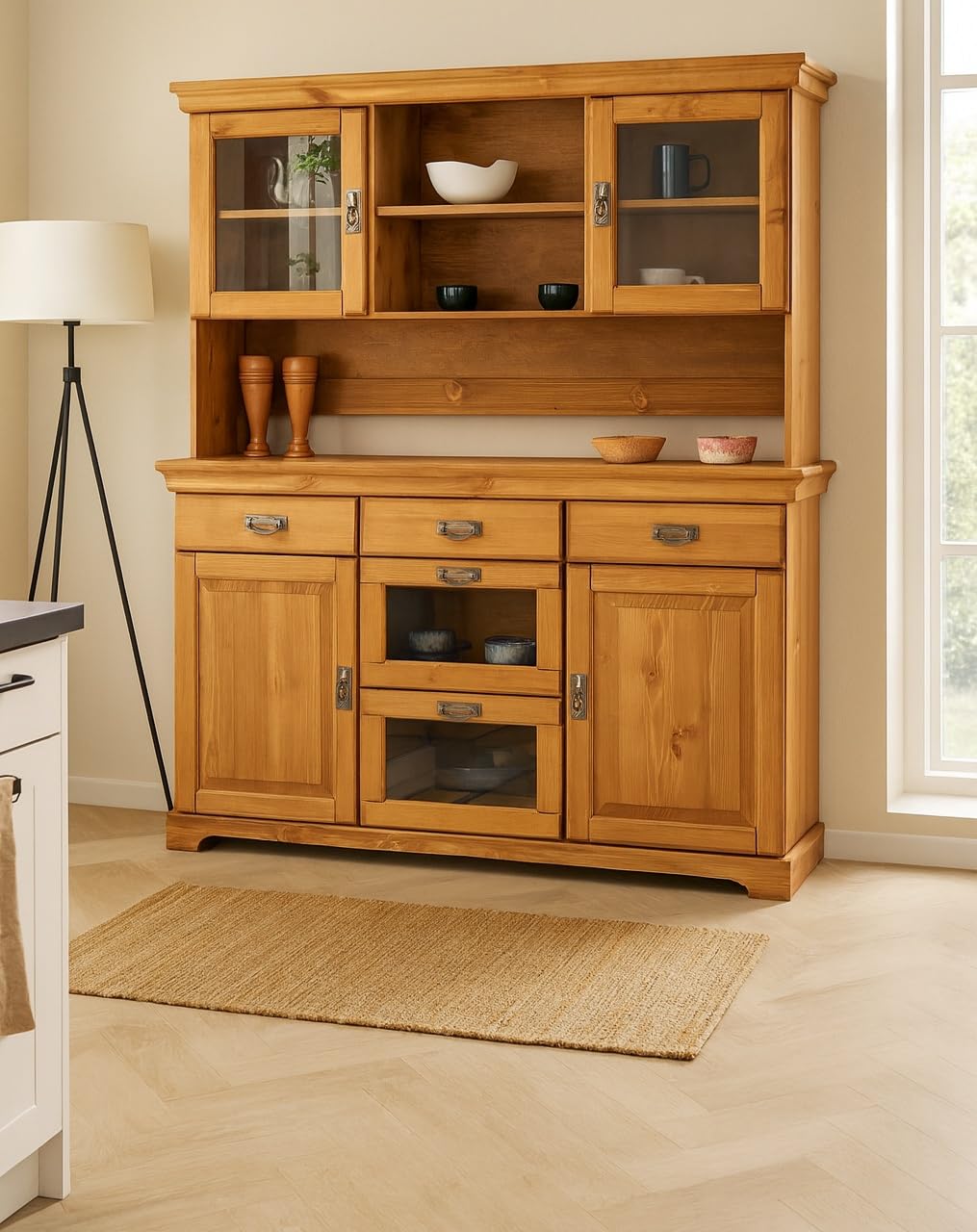 clever-moebel Buffetschrank Küchen-Schrank Geschirrschrank Vitrine