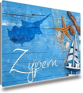 TRIOSK Kühlschrankmagnete Mediterran Magnet Insel Zypern Spruch Souvenir Geschenk Cypern für Reiselustige Frauen Männer Weltenbummler Kühlschrank stark eckig groß 85x55 mm