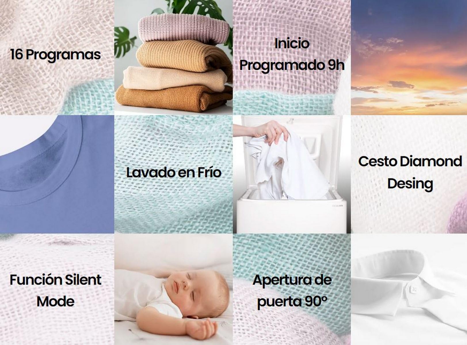 INFINITON Lavadora Carga Superior TLW-L62CBJ, 6 Kg, 1200 rpm, C, Función VAPOR CARE, Lavado en frio, 16 Programas, Regulación en altura, Blanco