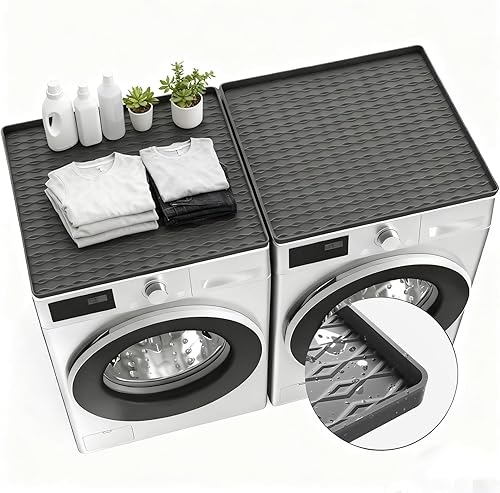 Alfombrilla protectora superior para lavadora y secadora, 2 unidades, almohadilla de silicona de 25.6 x 23.6 pulgadas, antideslizante, resistente al