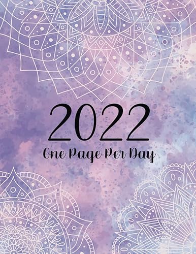 2022 One Page Per Day: Watercolor with Mandalas Cover | 365 Days Fully Lined with Dated | 2022 Daily Diary 1 Page per Day | 12 Month January - December 2022