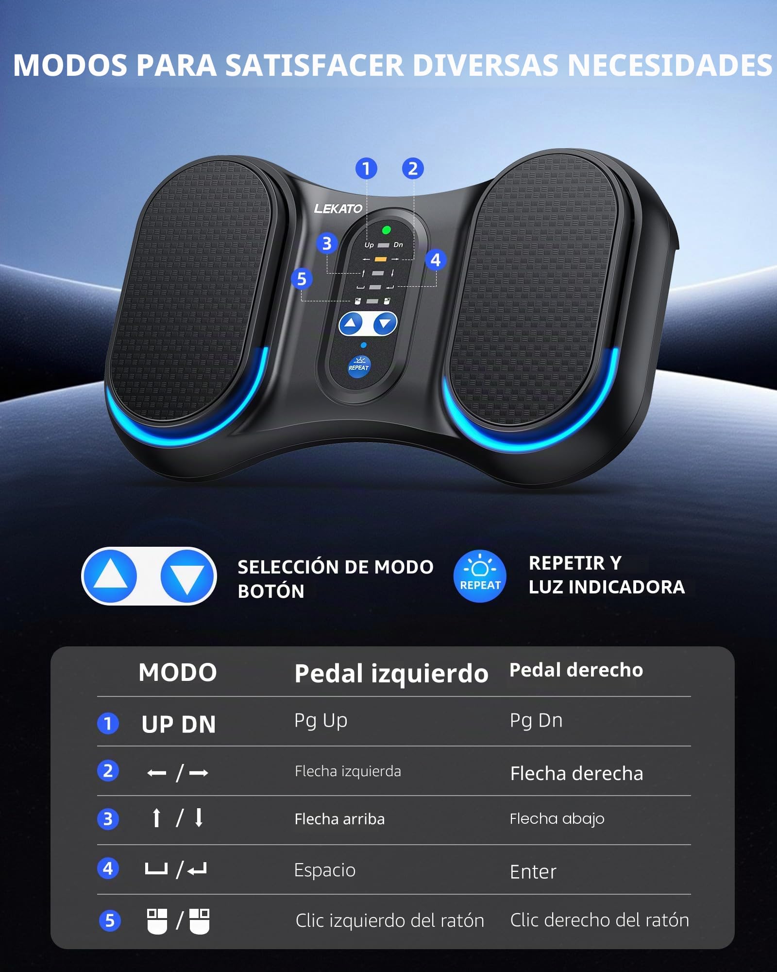 LEKATO Pedal de giro de página Bluetooth, girador de página inalámbrico, interruptor de pie recargable para teléfono, tabletas, pedal de pie portátil, compatible con Android e iOS