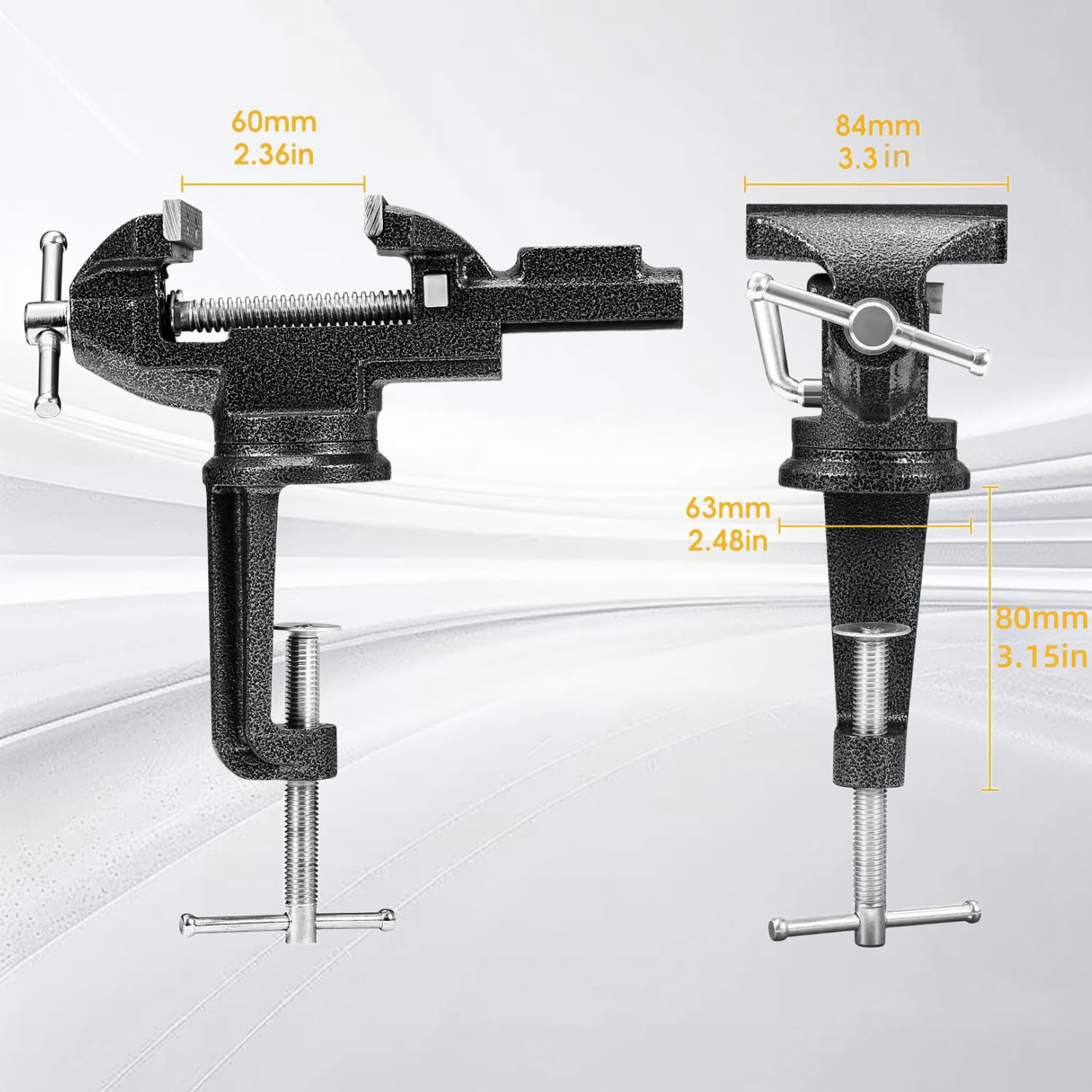 Table Vise, 3.3 Inch Universal Rotate 360° Work Clamp-On Vise,Table Vice With Quick Adjustment Button for Woodworking,Drilling,Sawing,Metal Working