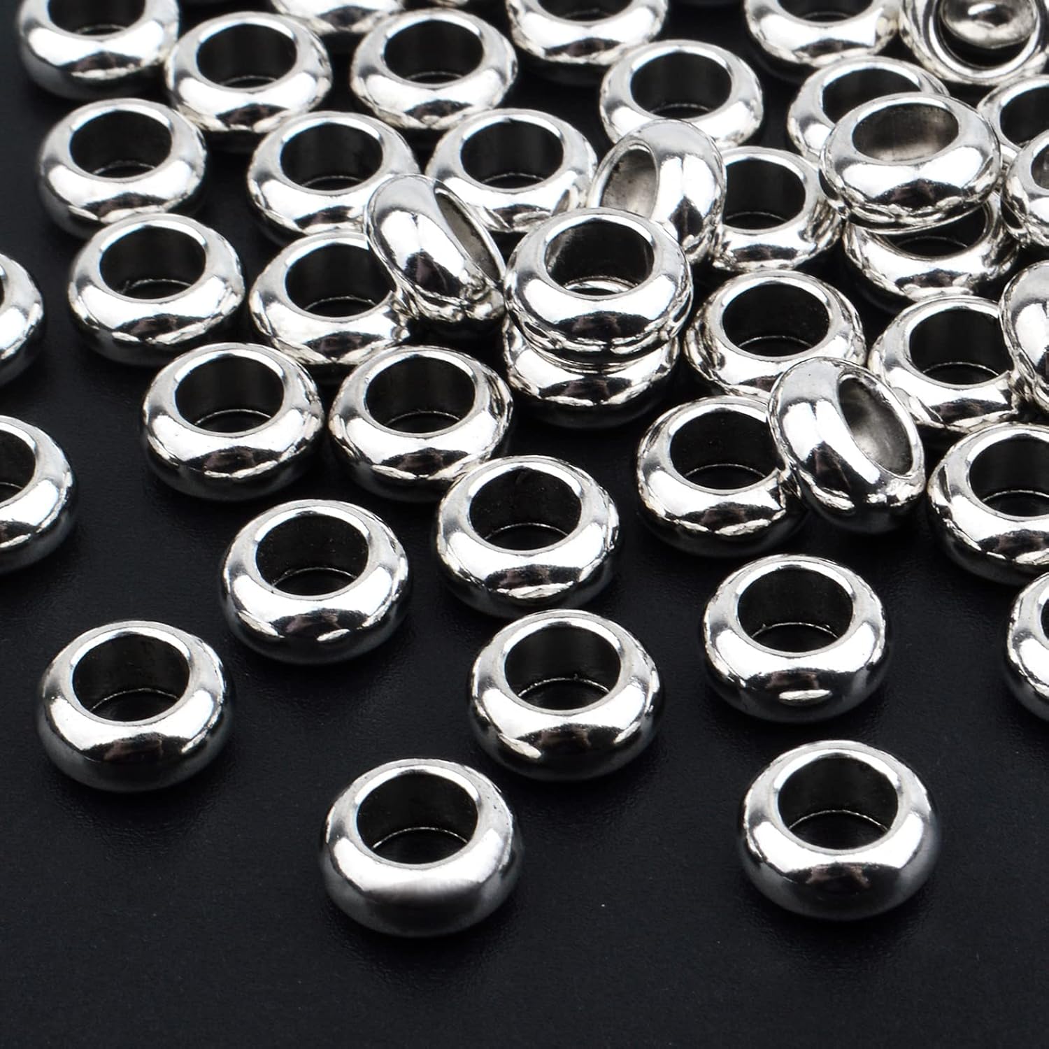 Aylifu 60pcs Rondelle Large Hole Spacer Beads Tibetan European Spacer Loose Hole Metal Beads for Necklace Bracelet Jewelry Making - Image 4