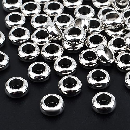 Miniatura 4 de 60 cuentas tibetanas espaciadoras de agujeros grandes, cuentas sueltas de Rondelle europeas, suministros de manualidades para hacer pulseras,